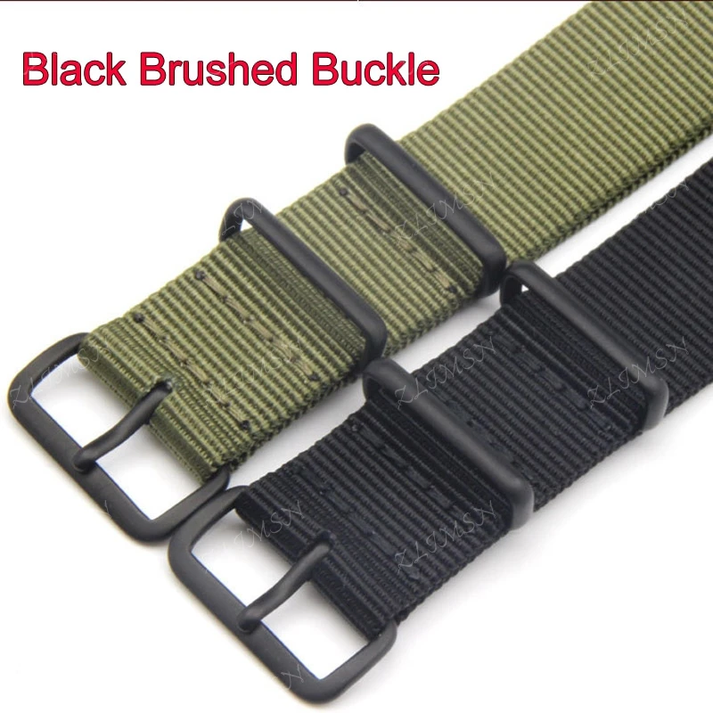 

ZLIMSN Nato Nylon Strap Watchbands Watch Belt Silver Black Metal Buckle Army Sport Watchband Mens Relojes Hombre 2017 20mm