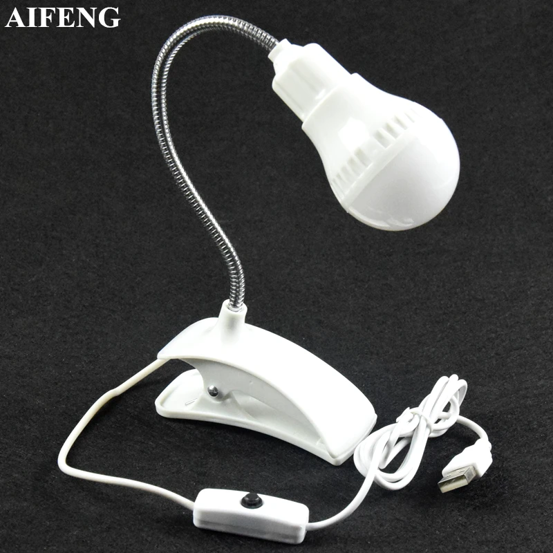 Светодиодная лампа AIFENG Гибкая Настольная на гибкой ножке 5 В питание от USB