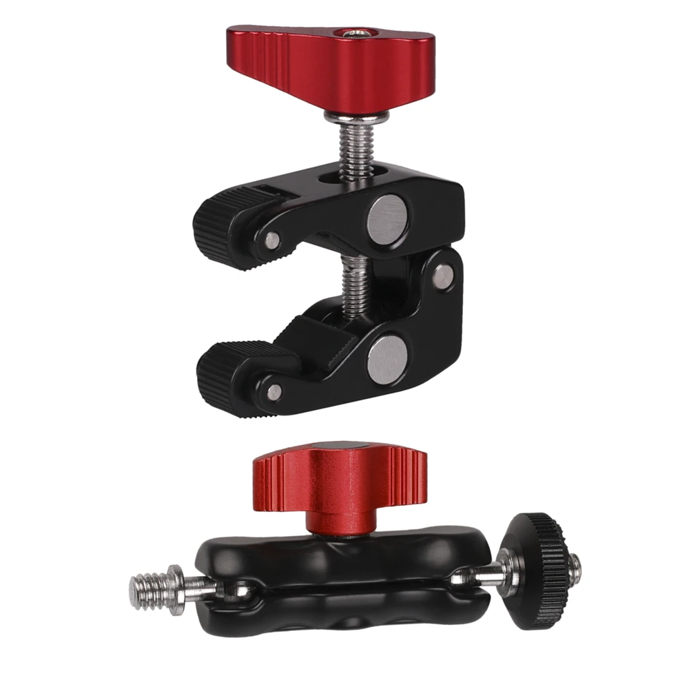 Super Clamp Red Knob Crab Claw Magic Arm Clamp with Mini Friction Magic Arm Multi-Function Double Ball Head for Camera Monitor
Super Clamp Red Knob Crab Claw Magic Arm Clamp with Mini Friction Magic Arm Multi-Function Double Ball Head for Camera Monitor