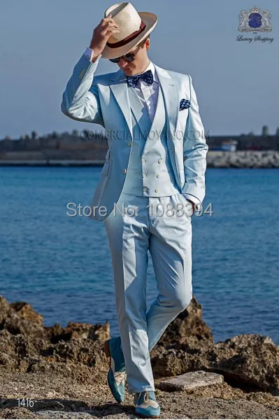 Spring Men's Suits Custom Made Light Blue Men Suits For Wedding Groom Tuxedos For Men Best Man Groomsmen(Jacket+Pants+vest+Tie)
Spring Men's Suits Custom Made Light Blue Men Suits For Wedding Groom Tuxedos For Men Best Man Groomsmen(Jacket+Pants+vest+Tie)