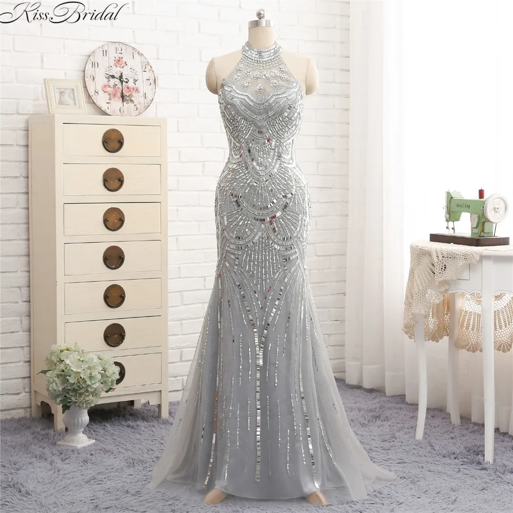 Robe de soiree новый стиль вечерние платья с лямкой на шее длинное фатиновое платье