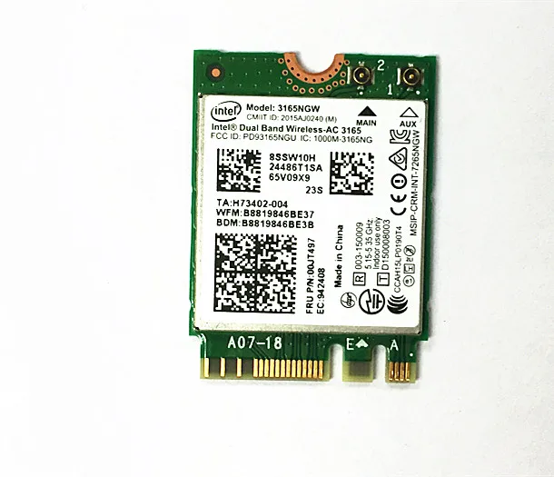 New Wireles Card for Intel Dual Band AC 3165 3165NGW NGFF 802.11ac Wifi For Bluetooth 4.0 for LENOVO E460 E560 Yoga700 00JT497
New Wireles Card for Intel Dual Band AC 3165 3165NGW NGFF 802.11ac Wifi For Bluetooth 4.0 for LENOVO E460 E560 Yoga700 00JT497