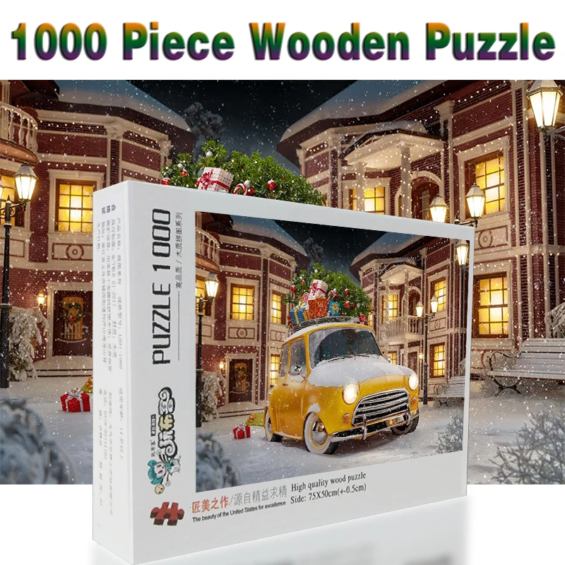 

Рождественские домики снег 1000 штук пазл для взрослых деревянный пазл Мультяшные головоломки для детей Обучающие игрушки подарки