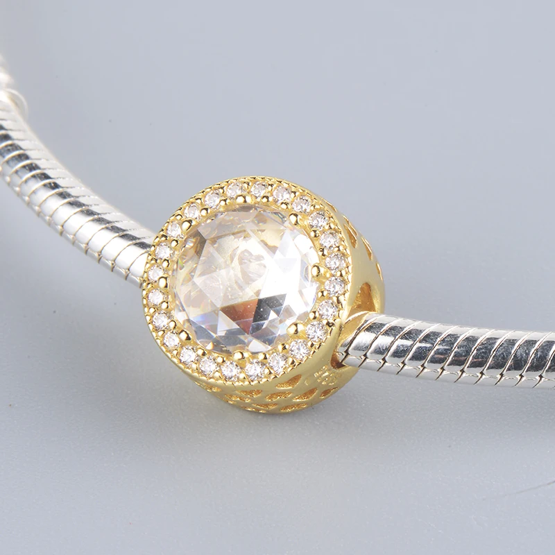 Фото 925 стерлингового серебра розовое золото полые подвески со стразами Fit Pandora