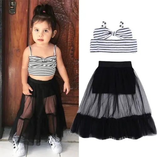 Kids Child Baby Girls Clothes Sets Stripe Sleeveless Crop Top Shirts Tulle Skirt Clothing Summer Baby Girl 6M-5T
Kids Child Baby Girls Clothes Sets Stripe Sleeveless Crop Top Shirts Tulle Skirt Clothing Summer Baby Girl 6M-5T