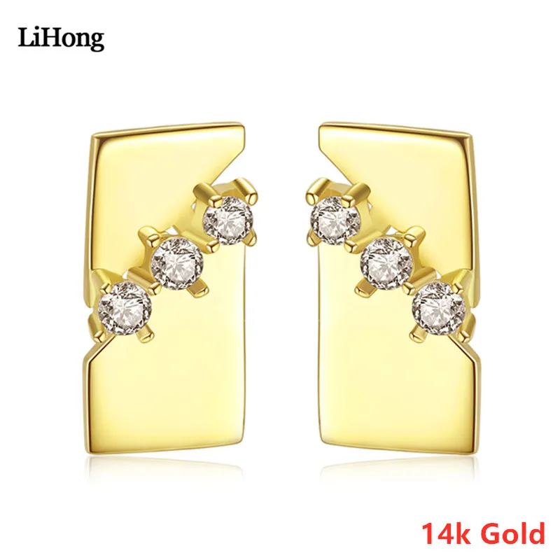 Genuine 14K Gold Stud Earrings Hot Sale Geometric Square Zircon Earrings For Famale Fashion Fine Jewelry
Genuine 14K Gold Stud Earrings Hot Sale Geometric Square Zircon Earrings For Famale Fashion Fine Jewelry