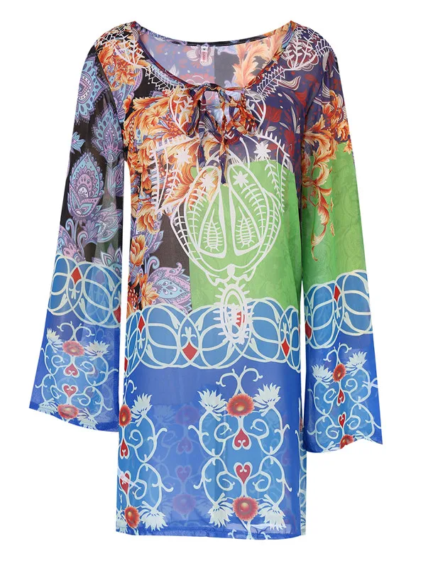 Fashion ladies summer floral print long sleeve loose V-neck chiffon lace outwear beach blouse
Fashion ladies summer floral print long sleeve loose V-neck chiffon lace outwear beach blouse