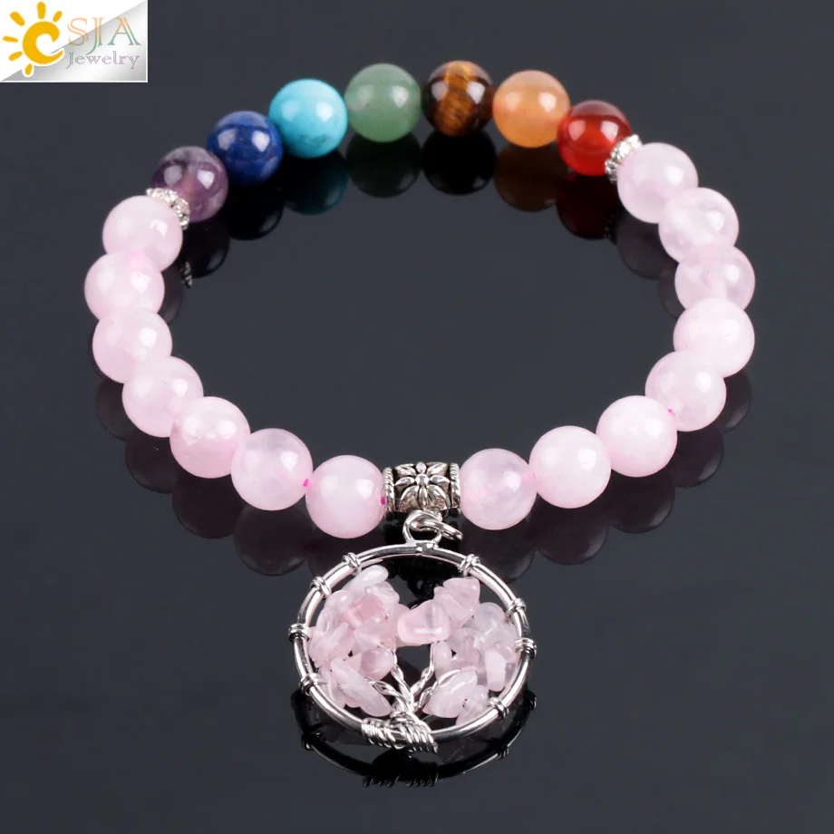 Crystal Bracelet Natural Stone Beads 7 Chakra Pink Quartz Tree of Life Beaded Bracelets for Women Mala Meditation Healing E910
Crystal Bracelet Natural Stone Beads 7 Chakra Pink Quartz Tree of Life Beaded Bracelets for Women Mala Meditation Healing E910