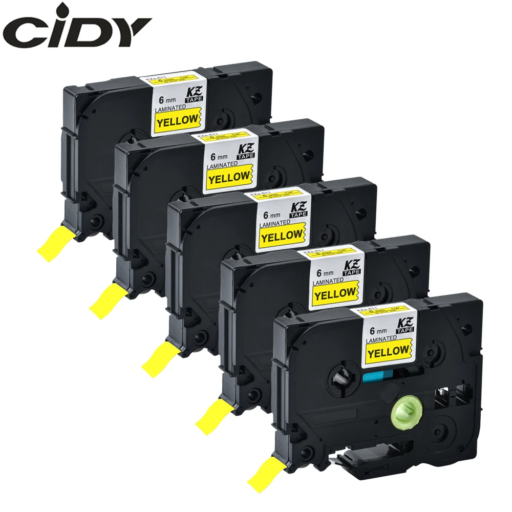CIDY 5 шт. черная на желтой ленте TZe611, TZ611, TZe611, TZ 611, совместимая с brother, P-touch, TZ, Tze лента для маркировки, ламинированные ленты
CIDY 5 шт. черная на желтой ленте TZe611, TZ611, TZe611, TZ 611, совместимая с brother, P-touch, TZ, Tze лента для маркировки, ламинированные ленты