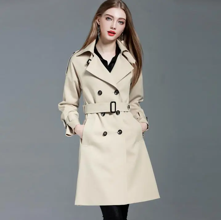 Design slim sexy long trench coats women's 2020 spring and autumn elegant double breasted overcoat black beige S - 4XL
Design slim sexy long trench coats women's 2020 spring and autumn elegant double breasted overcoat black beige S - 4XL