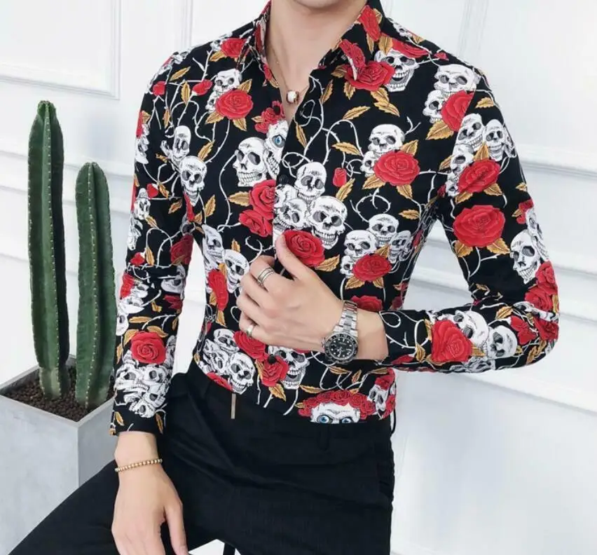 Mens Hot Party Club Floral Skulls Printed shirt Long Sleeve Pattern Print Casual Shirts
Mens Hot Party Club Floral Skulls Printed shirt Long Sleeve Pattern Print Casual Shirts