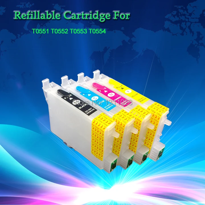 INK WAY T0551-T0554 Refillable ink cartridge for Stylus Photo RX420,RX425,RX520,R240 with ARC,4 PCS
INK WAY T0551-T0554 Refillable ink cartridge for Stylus Photo RX420,RX425,RX520,R240 with ARC,4 PCS