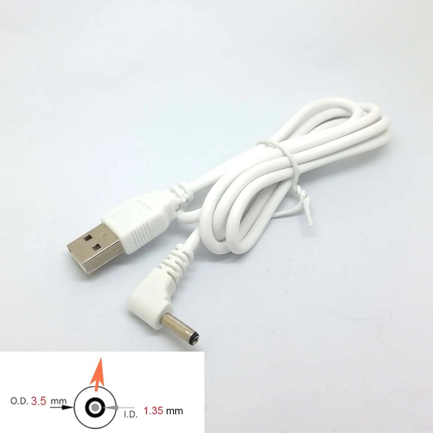 90 Угол ПК USB папа до 5 В DC 3 мм X 1 35 баррель разъем Кабель питания Шнур адаптер Белый