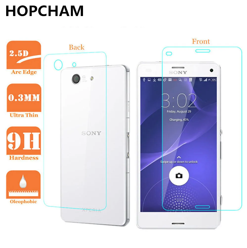 2 шт./лот 9H 0 3 мм 2.5D переднее + заднее закаленное стекло для Sony Xperia Z3 Compact Z Z1 Z2 Z4 Z5