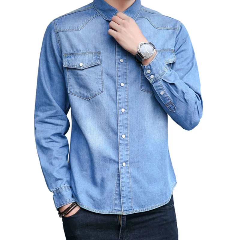 2019 Men Spring classic style Slim fit Long sleeve denim Cargo shirt fashion Casual male Jeans Shirts camisa masculina 3XL
2019 Men Spring classic style Slim fit Long sleeve denim Cargo shirt fashion Casual male Jeans Shirts camisa masculina 3XL