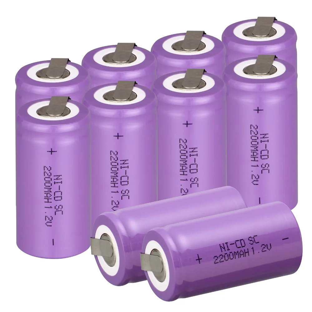 10 PCS Sub C SC battery 1.2V 2200mAh rechargeable battery Ni-Cd battery with tab 4.25*2.2cm--purple color
10 PCS Sub C SC battery 1.2V 2200mAh rechargeable battery Ni-Cd battery with tab 4.25*2.2cm--purple color