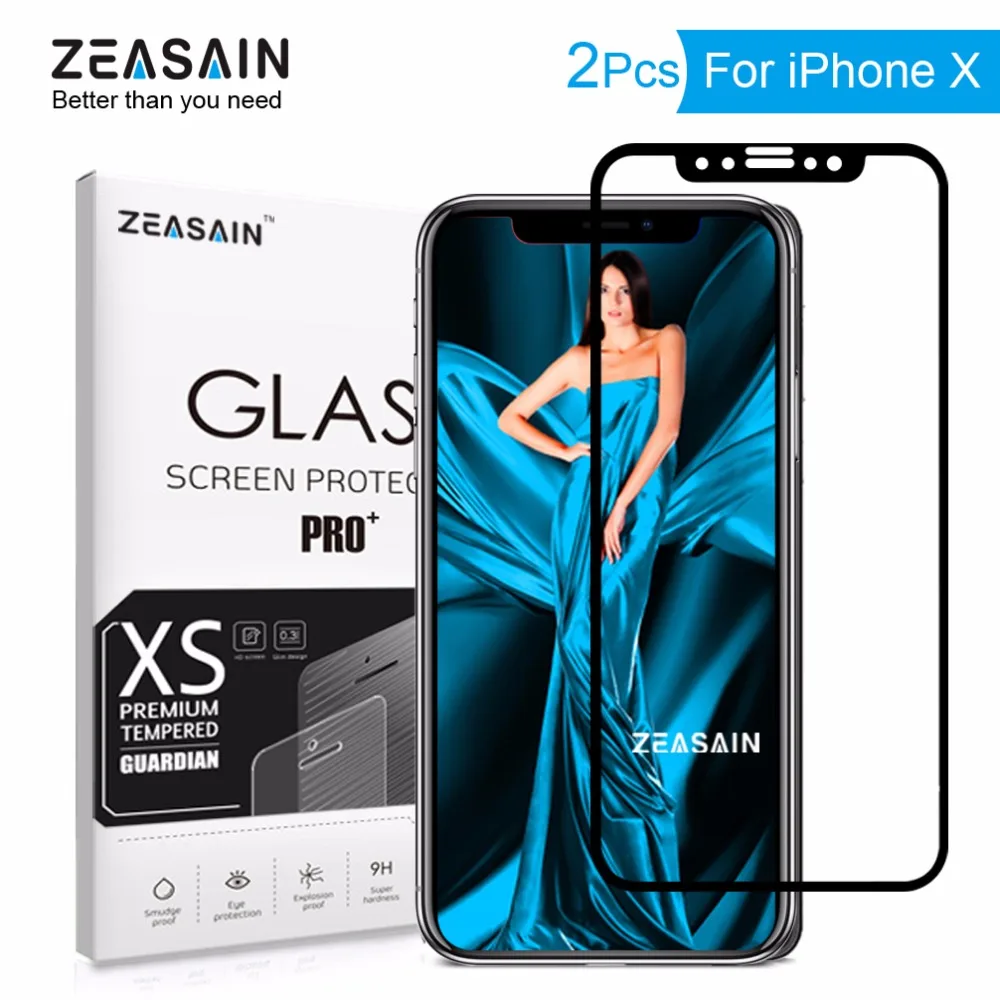 2 шт./упаковка закаленное стекло для Apple iPhone X 10|Защитные стёкла и плёнки телефонов|