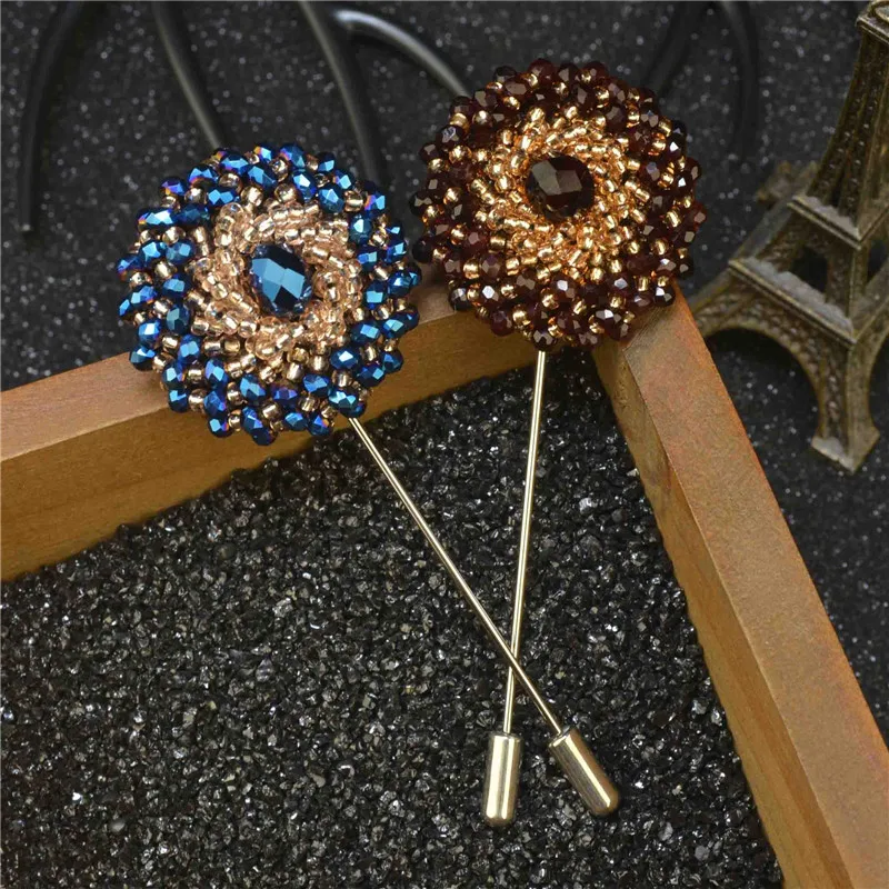 Fashion Chic Handmade Crystal Beads Flower Men's Brooch Lapel Pin Button Stick Brooches Wedding Party Accessories 15 Colors
Fashion Chic Handmade Crystal Beads Flower Men's Brooch Lapel Pin Button Stick Brooches Wedding Party Accessories 15 Colors