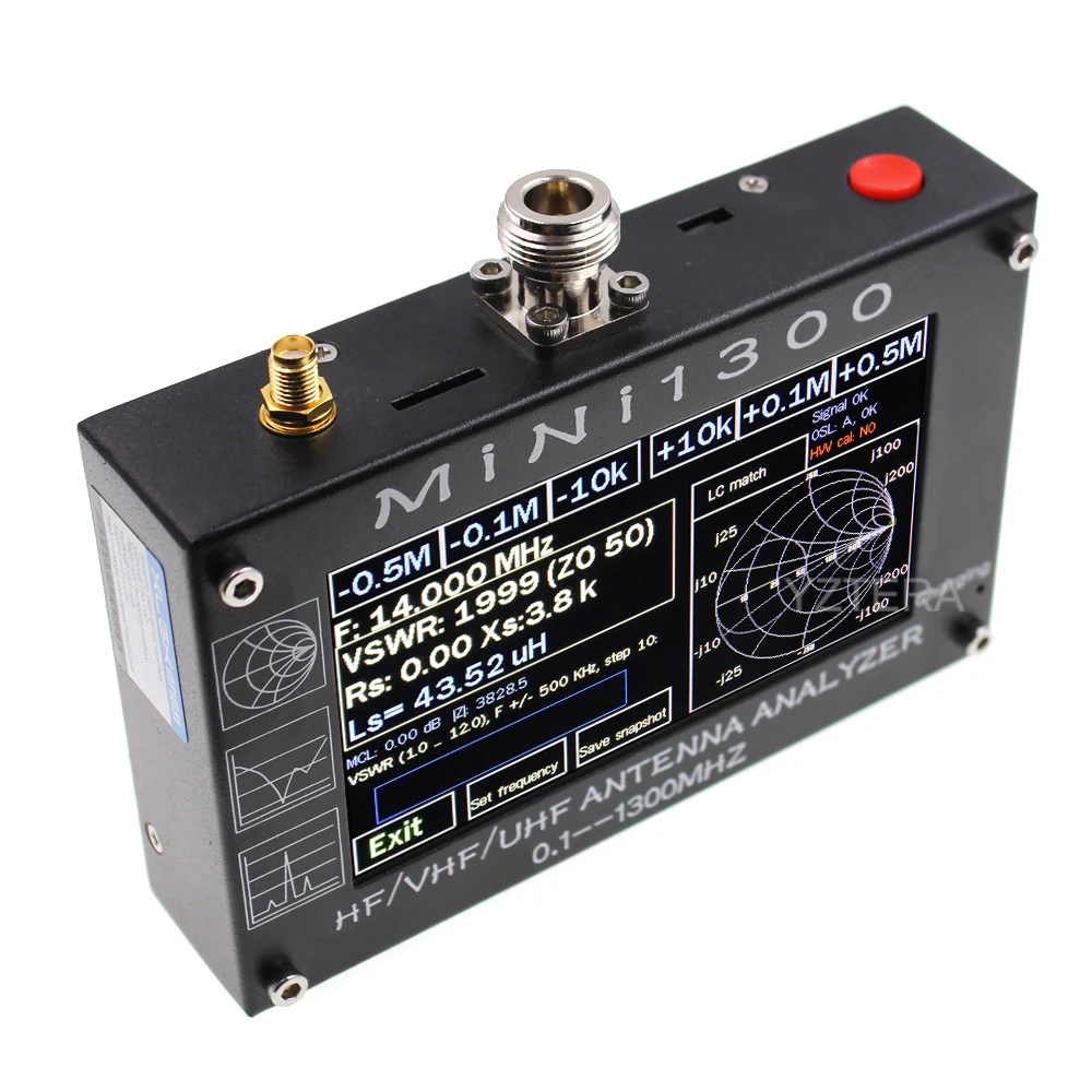 MINI1300 5V/1.5A HF VHF UHF антенный анализатор 0 1 1300MHZ счетчик частоты SWR метр 1999 с 4 3 &quotTFT LCD