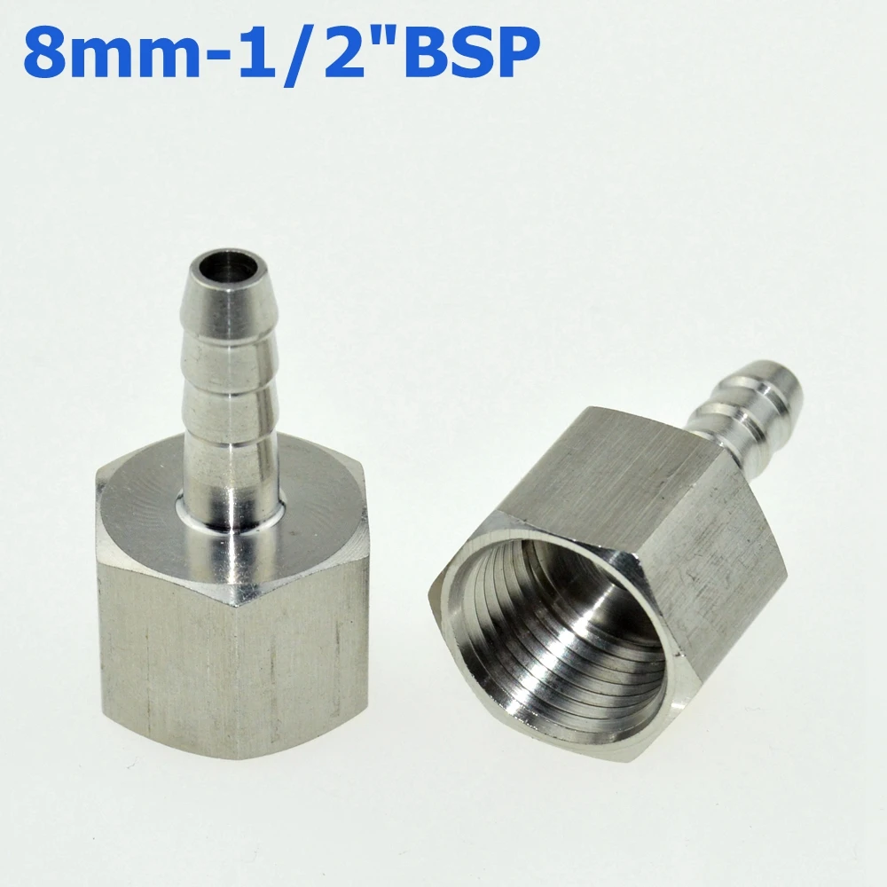 2Pcs 8mm Hose Barb Tail To 1/2" Inch BSP Female Thread Connector Joint Pipe Fitting SS 304 Stainless Steel Coupler Adapter
2Pcs 8mm Hose Barb Tail To 1/2" Inch BSP Female Thread Connector Joint Pipe Fitting SS 304 Stainless Steel Coupler Adapter