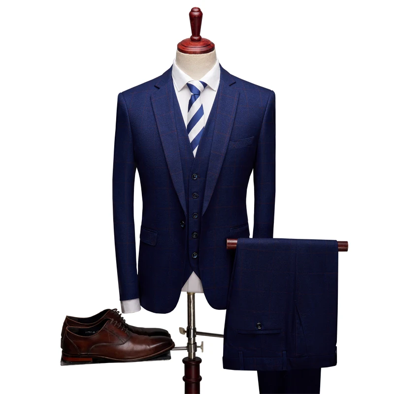 (Jacket+Vest+Pant) 2018 Men fashion Classic suits Men's business wedding Suit men Full dress Plaid suits full size M-XXXL
(Jacket+Vest+Pant) 2018 Men fashion Classic suits Men's business wedding Suit men Full dress Plaid suits full size M-XXXL