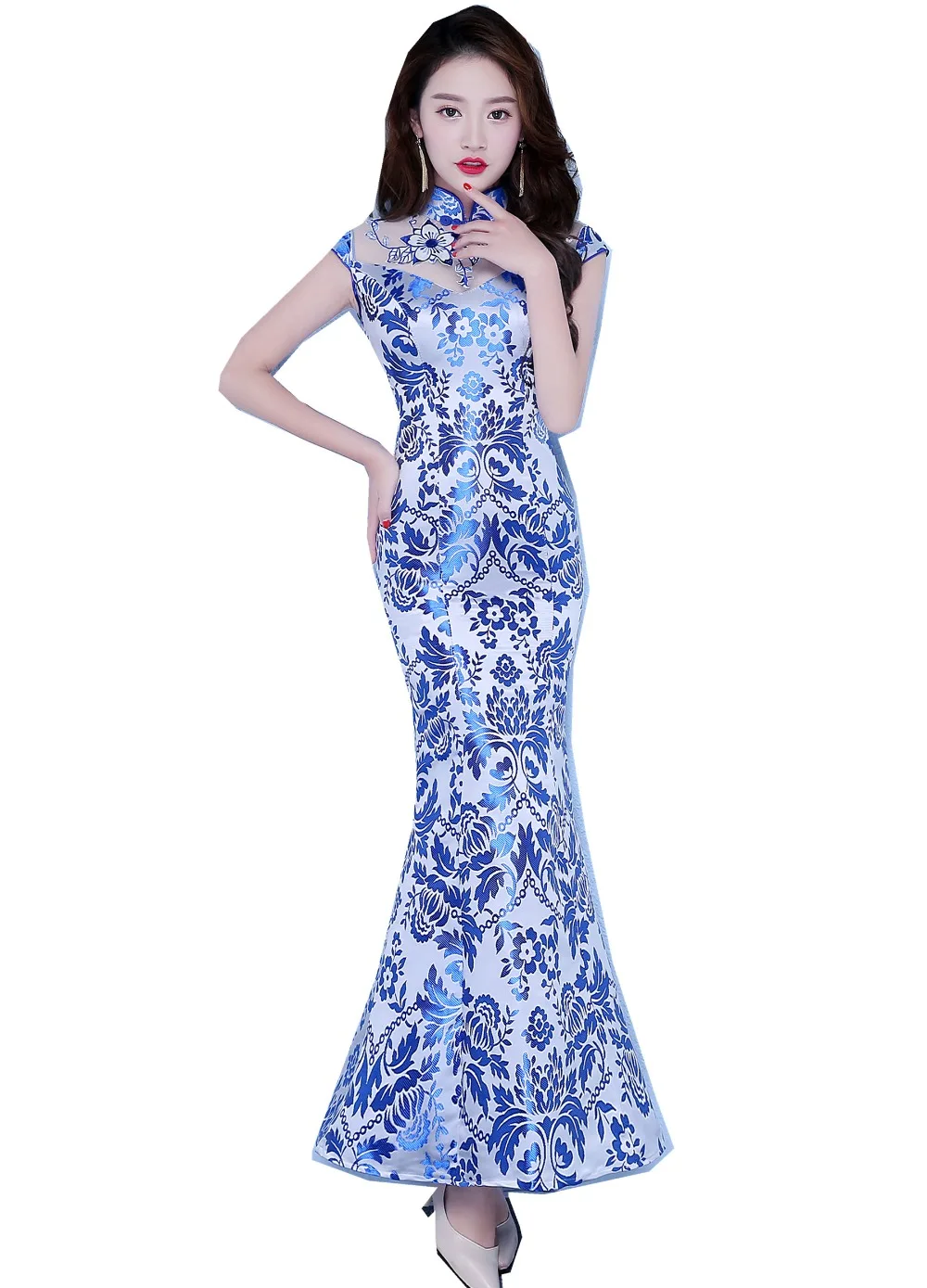 Shanghai Story Chinese Style Dress Summer Qipao Short Sleeve Faux Silk blue and white porcelain dress Cheongsam dress for Women
Shanghai Story Chinese Style Dress Summer Qipao Short Sleeve Faux Silk blue and white porcelain dress Cheongsam dress for Women