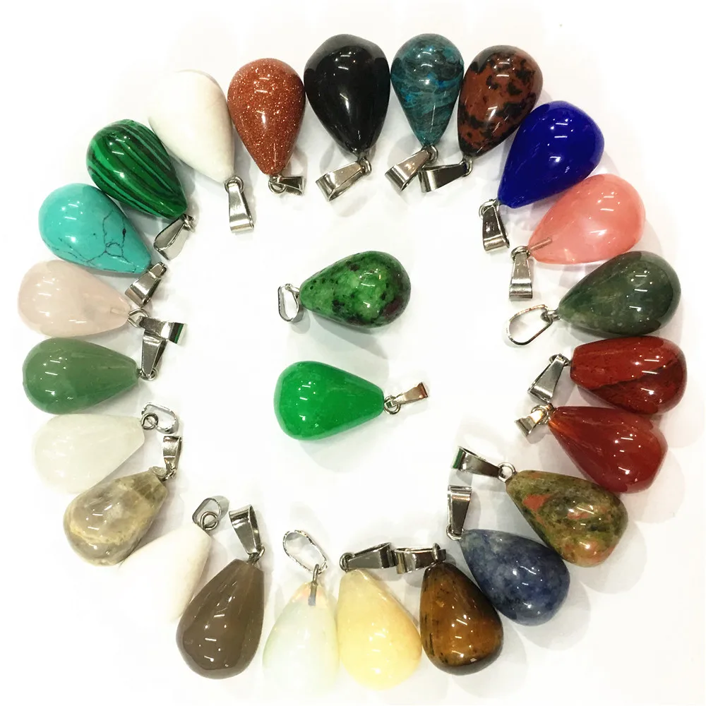 50PCS Assorted Natural Stone Water Drop Pendants Healing Reiki Roses Quartz Agates Opal Tiger Eye Stone Charms Necklaces 13*18mm
50PCS Assorted Natural Stone Water Drop Pendants Healing Reiki Roses Quartz Agates Opal Tiger Eye Stone Charms Necklaces 13*18mm