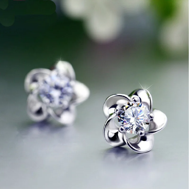 Серьги сливы из чистого серебра 925 пробы корейские антиаллергенные