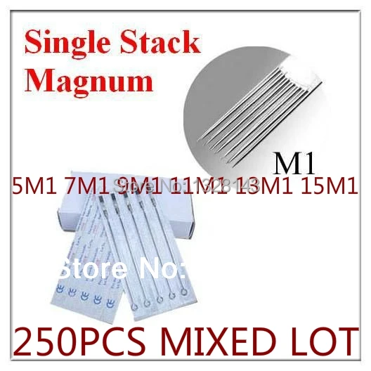250PCS Disposable Tattoo Needles Single Stack Magnum Needles MIXED ASSORTED 5M1,7M1,9M1,11M1,13M1,15M1 for tattoo tips grip
250PCS Disposable Tattoo Needles Single Stack Magnum Needles MIXED ASSORTED 5M1,7M1,9M1,11M1,13M1,15M1 for tattoo tips grip