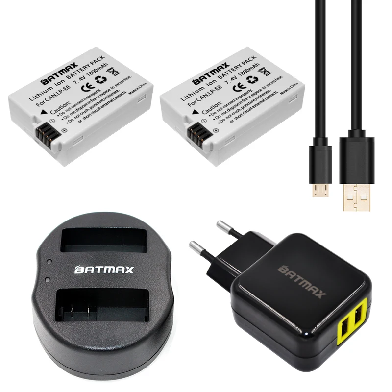 Batmax 2pcs LP-E8 LP E8 Rechargeable Battery+USB Dual Charger for Canon EOS 550D 650D 700D Rebel T2i T5i Kiss X4 X6i+AC Adapter
Batmax 2pcs LP-E8 LP E8 Rechargeable Battery+USB Dual Charger for Canon EOS 550D 650D 700D Rebel T2i T5i Kiss X4 X6i+AC Adapter