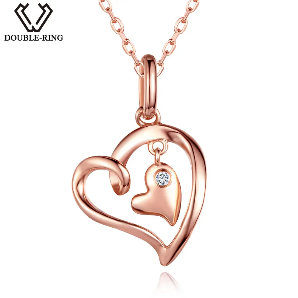 DOUBLE-R 0.02ct Women Real Diamond Pendants 925 Silver Necklaces Rose Gold Heart Diamond-Jewelry Valentine's Gift With Chain
DOUBLE-R 0.02ct Women Real Diamond Pendants 925 Silver Necklaces Rose Gold Heart Diamond-Jewelry Valentine's Gift With Chain