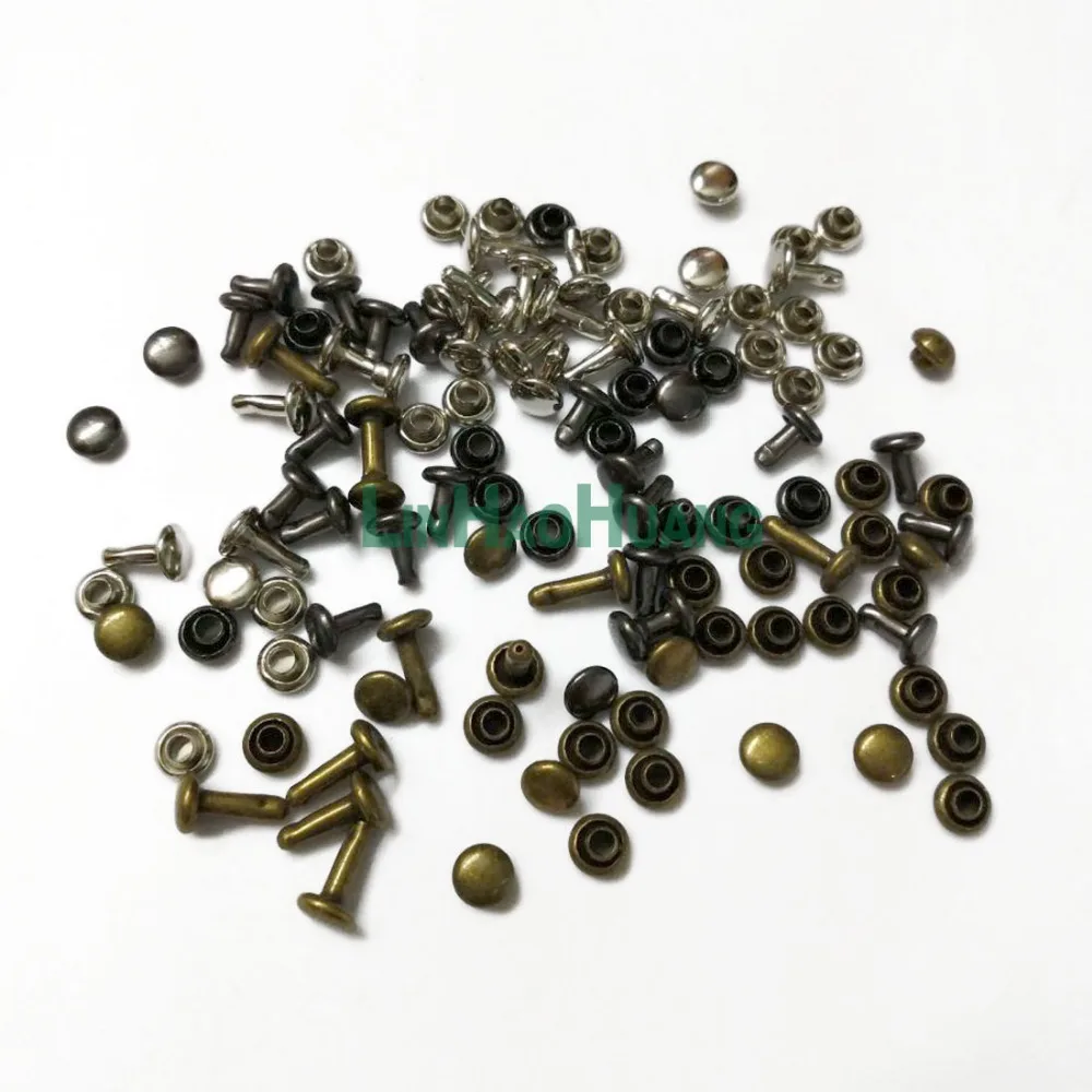 

500sets/lot 4mm metal iron cap rivets with cap nail mushroom rivets Shinny nickle/black nickle /Bronze free shipping Rivets-4MM