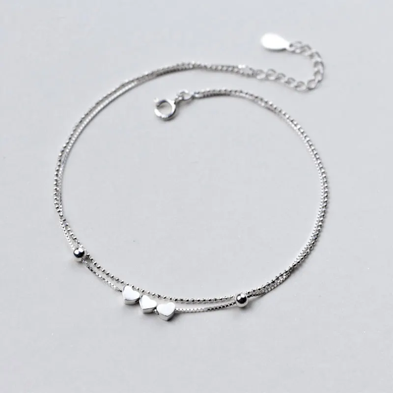 100% 925 Sterling Silver Anklets Jewelry Barefoot Sandals Double Layer Hearts Beads Ankle Bracelets for Women Foot Jewelry
100% 925 Sterling Silver Anklets Jewelry Barefoot Sandals Double Layer Hearts Beads Ankle Bracelets for Women Foot Jewelry