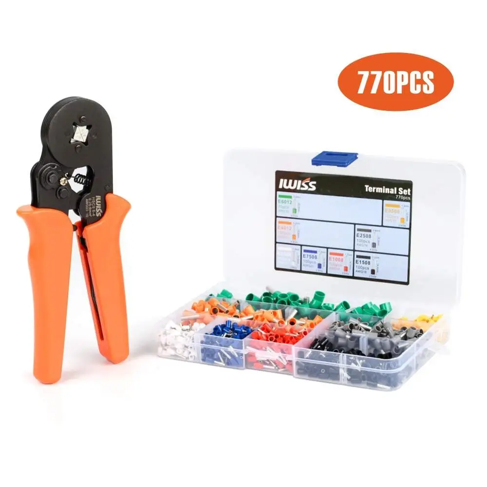 HSC8 6-4+770PCS Tube terminal crimping pliers Self-Adjustable Crimping Tools Used for 0.25-6.0mm2 (AWG23-10) Cable End-Sleeves
HSC8 6-4+770PCS Tube terminal crimping pliers Self-Adjustable Crimping Tools Used for 0.25-6.0mm2 (AWG23-10) Cable End-Sleeves