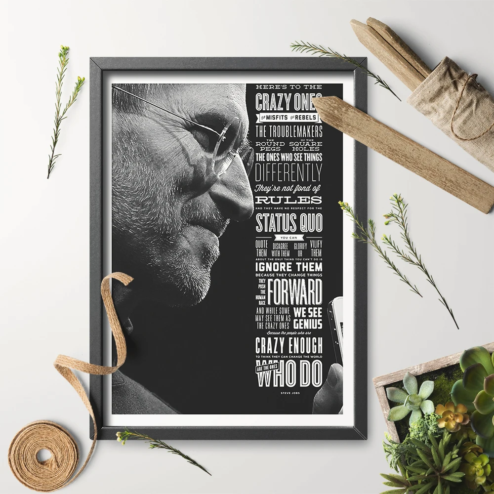 Steve Jobs Art Print Wall Art Here Is To The Crazy Ones Quote Think different Print Poster Canvas Painting No Frame Home Decor
Steve Jobs Art Print Wall Art Here Is To The Crazy Ones Quote Think different Print Poster Canvas Painting No Frame Home Decor