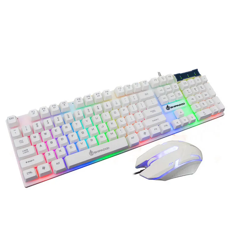 Professional LED Rainbow Color Backlight Adjustable Gaming Game USB Wired Keyboard Mouse Set Combo 20A Drop Shipping YE3.11 | Компьютеры и