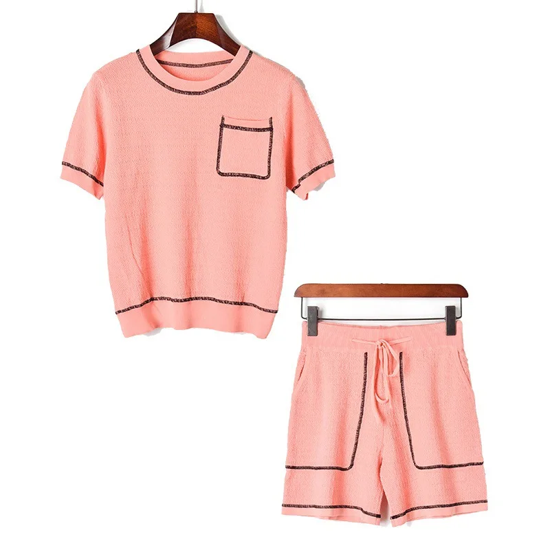 Fashion New 2019 Summer Women's Suits Two pieces Pocket Knitted T-shirt Shorts Feminine Sweet Solid Outfits Pullover Pants Set
Fashion New 2019 Summer Women's Suits Two pieces Pocket Knitted T-shirt Shorts Feminine Sweet Solid Outfits Pullover Pants Set