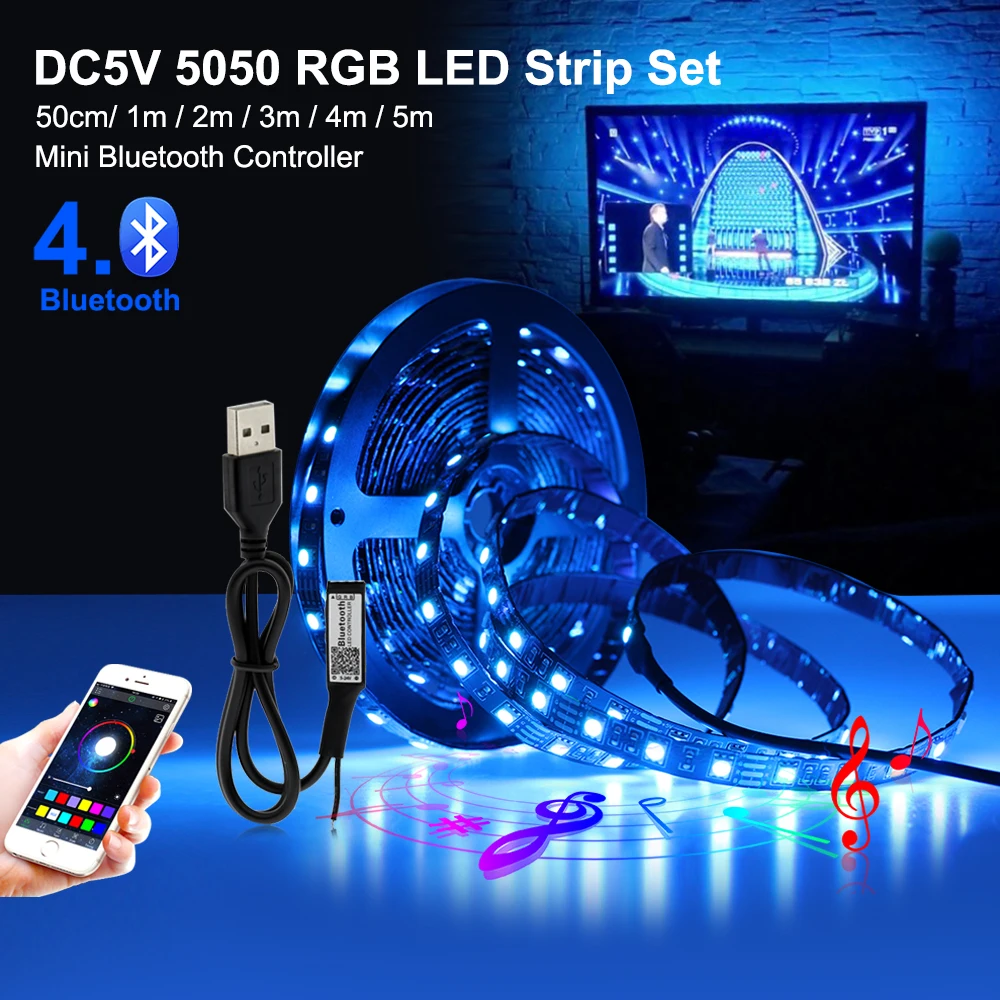 Bluetooth Светодиодная лента usb 5050 гибкий RGB светодиод свет dc5v приложение Управление