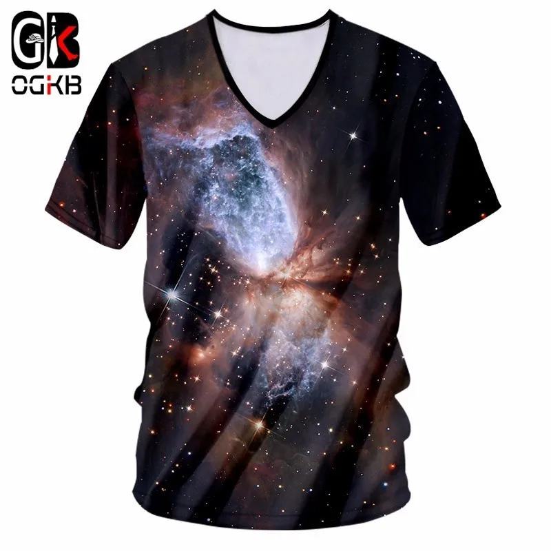 OGKB New Arrival Funny Starry Night 3d T Shirt Summer Hipster Short Sleeve Tee Tops Men's Hiphop Streetwear Casual T-Shirt Homme | Мужская