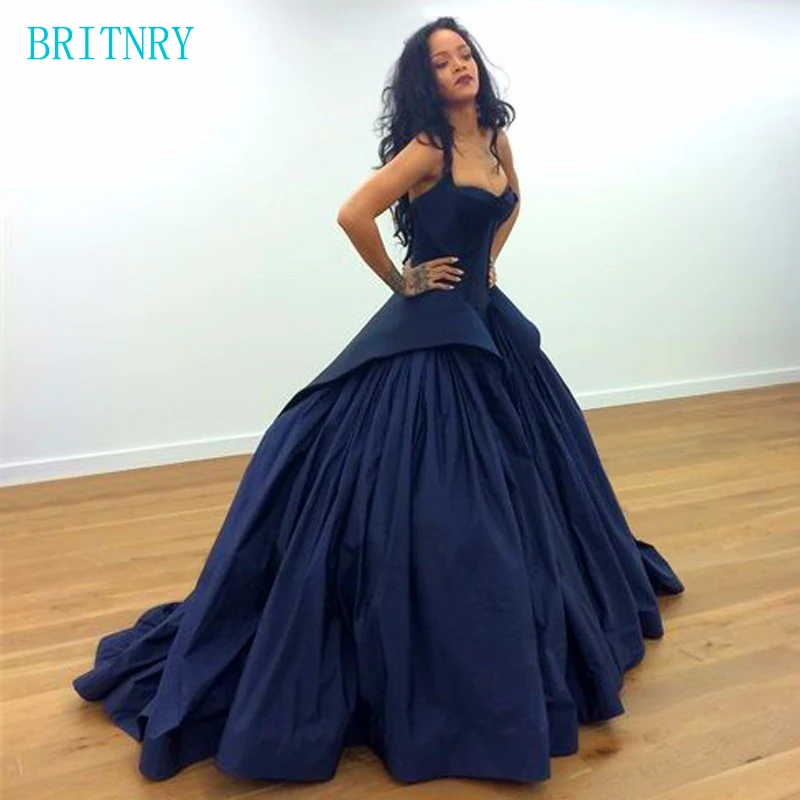 BRITNRY New Arrival 2019 Luxury Sweetheart Ball Gown Plus Size Satin Navy Blue Wedding Dress | Свадьбы и торжества