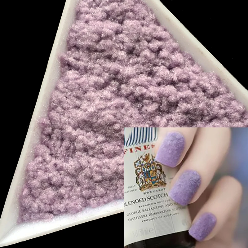 

20g/bag 3D Candy Manicure Velvet Powder Light Purple Nail Decoration Fuzzy Flocking Nylon Powder For Nail Glitter Art Tips 2407