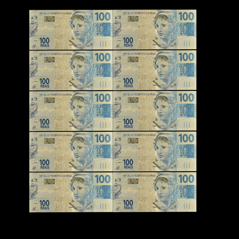 Boutique 10pcs Color Brazil Banknotes Colored 100 Reals Gold Banknote Decorations Collectibles Souvenirs Gifts
Boutique 10pcs Color Brazil Banknotes Colored 100 Reals Gold Banknote Decorations Collectibles Souvenirs Gifts