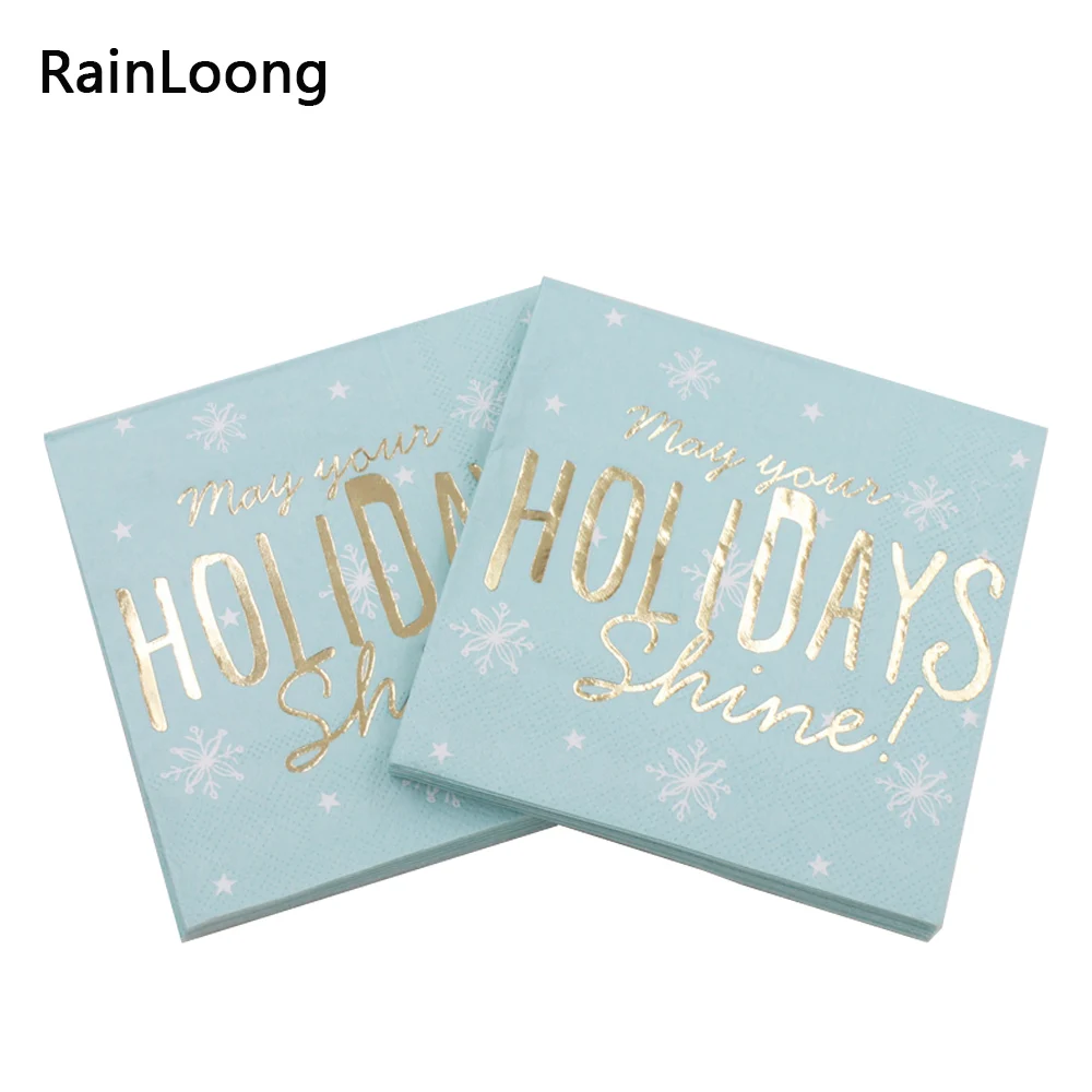 [RainLoong] 3-Plys Фольга Золотой напиток бумажная салфетка может вас праздники блеск