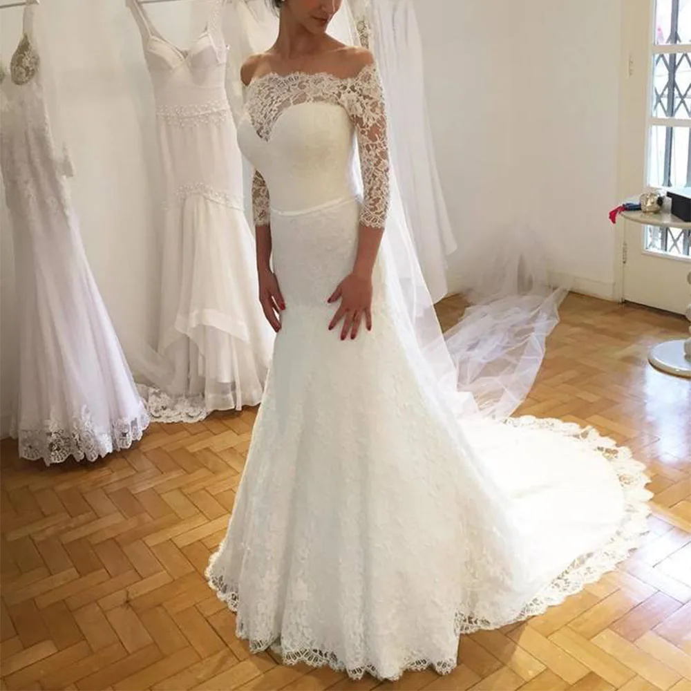 Vestido de noiva sereia 2019 Lace 3/4 Sleeves Off Shoulder Mermaid Wedding Dresses Court Train Bride Dresses
Vestido de noiva sereia 2019 Lace 3/4 Sleeves Off Shoulder Mermaid Wedding Dresses Court Train Bride Dresses