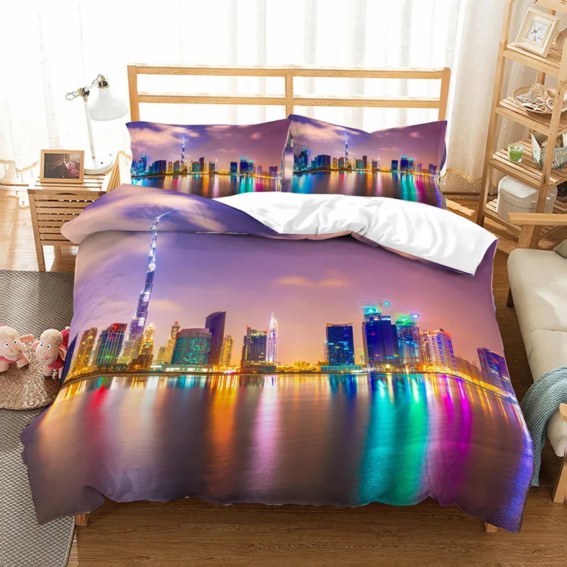 3d digital printing Beautiful city night scenery bed bedding set linen duvet cover bed cover pillow case 2/3pcs bedclothes
3d digital printing Beautiful city night scenery bed bedding set linen duvet cover bed cover pillow case 2/3pcs bedclothes