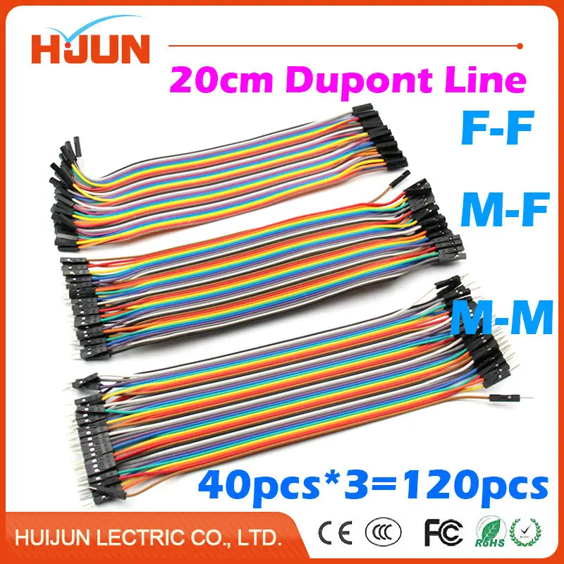 

120pcs/lot Dupont Cable Jumper Wire Dupont Line Male to Female + Male to Male + Female to Female Length 20cm for Arduino