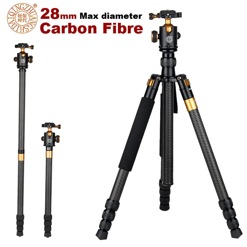 

New QZSD Q1088C Professional Carbon Fiber DSLR Camera Tripod Monopod+Ball Head/Portable Photo SLR Camera Stand/Better than Q999