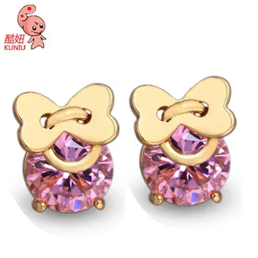 bowknot shape simple stud earrings for women crystal material trendy classic style friend lover fashion jewelry | Украшения и