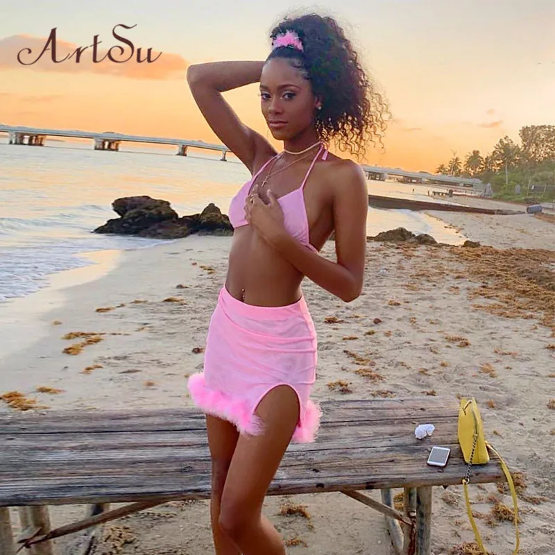 Artsu 2 Piece Skirt Set Women Sexy Two Pieces Dress Beach Summer Outfits Mujer Bra & Matching Sets ASSU60056 | Женская одежда