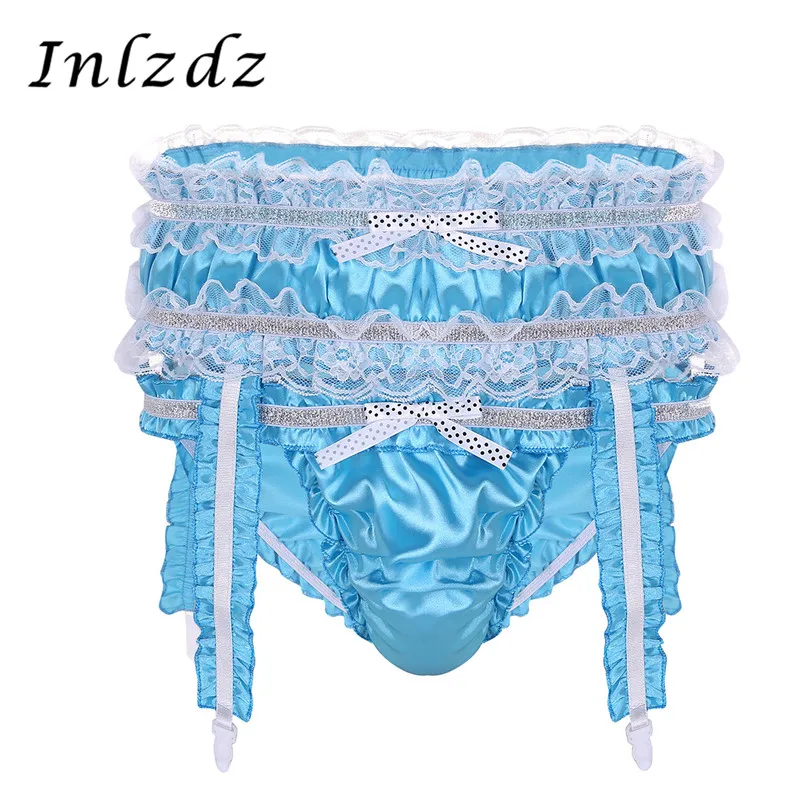 Mens Sissy Panties Lingerie Shiny Satin Ruffled Frilly Low Rise Stretchy Sissy Bikini Briefs Underwear Sexy Panties with Garters
Mens Sissy Panties Lingerie Shiny Satin Ruffled Frilly Low Rise Stretchy Sissy Bikini Briefs Underwear Sexy Panties with Garters